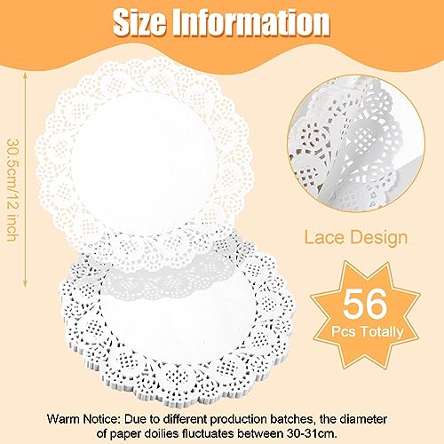 100 Pieces Paper Doilies, 12 Inch Doilies for Food, Disposable Lace Paper Doilies for Tables, Round Paper Placemats Bulk for Cakes Desserts Crafts(White)