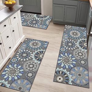 Bsmathom Boho Kitchen Rug Sets 3 Piece, Farmhouse Kitchen Rugs and Mats Non Skid Washable, Non Slip Kitchen Mats for Floor, Vintage Kitchen Floor Mat Carpet for Hallway Laundry Room