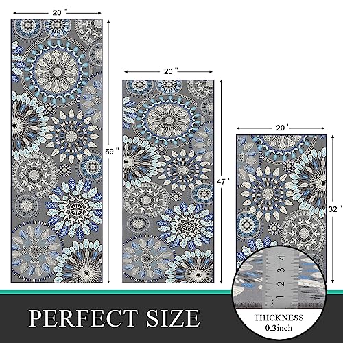 Bsmathom Boho Kitchen Rug Sets 3 Piece, Farmhouse Kitchen Rugs and Mats Non Skid Washable, Non Slip Kitchen Mats for Floor, Vintage Kitchen Floor Mat Carpet for Hallway Laundry Room