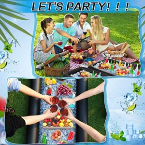 Leitee 4 Pcs Inflatable Ice Serving Bars Buffet Serving Tray Drink Cooler for Pool Party Inflatable Ice Tray Floating Food Drink Containers with Drain Plug and a Hand Pump, 2 Sizes
