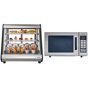 koolmore - cdc-4c-bk 27" commercial countertop refrigerator display case merchandiser & panasonic countertop commercial microwave oven with 10 programmable memory and touch screen control