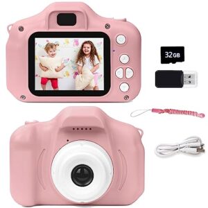 kids camera,toddler camera for kids 3-8 years old, toy gifts for boys and girls,portable birthday gifts for 3 4 5 6 7 8 year old, rechargeable 1080p digital video cameras with 32gb sd card