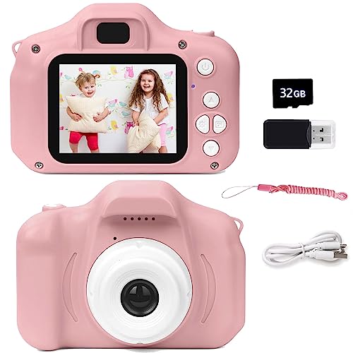 Kids Camera,Toddler Camera for Kids 3-8 Years Old, Toy Gifts for Boys and Girls,Portable Birthday Gifts for 3 4 5 6 7 8 Year Old, Rechargeable 1080P Digital Video Cameras with 32GB SD Card