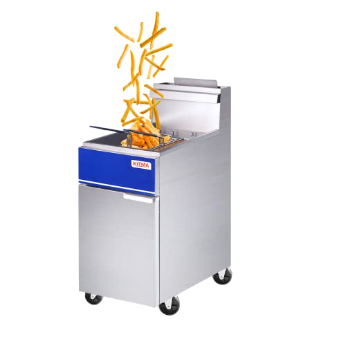 KITMA Commercial Deep Fryer - 40lb Natural Gas Deep Fryer Commercial 3 Tubes with 2 Baskets Floor Fryer Restaurant Equipment - 102,000 B.T.U/h