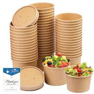 [75pcs] 12 oz paper soup cups,paper food containers with vented lid, disposable paper soup containers paper food cups ice cream cups with lids,great for hot soup,ice cream,dessert