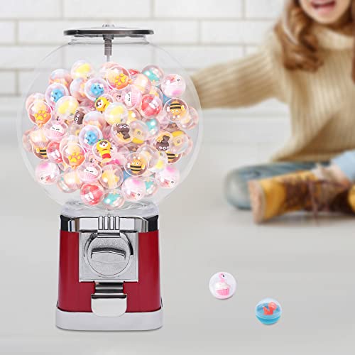 Fetcoi Red Vending Machines, Bubble Gumball Bank Candy Gumball Machine for 1.26" Bubble Gum Ball Candy, Gumball Candy Dispenser for Kids Game Retail Stores - for $1 Coins