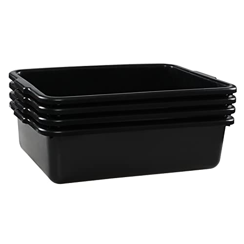 Wekioger 4-Pack Commercial Bus Tubs, 22 L Plastic Utility Bus Box, Black