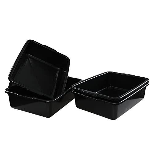 Wekioger 4-Pack Commercial Bus Tubs, 22 L Plastic Utility Bus Box, Black