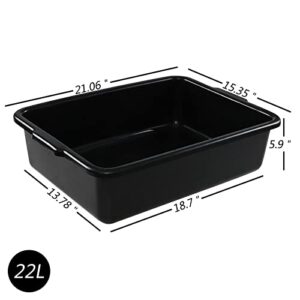 Wekioger 4-Pack Commercial Bus Tubs, 22 L Plastic Utility Bus Box, Black