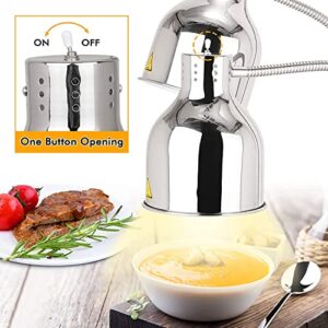 Restaurant Heating Lamp Freestanding Food Heating Infrared Food Warming Lamp for Home Kitchen Restaurant Buffet Keep Warm Portable Electric Heater Lamp 250w (Silver-1)