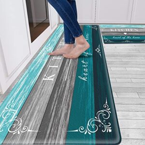 Sofort Kitchen Mat Farmhouse Cushioned Anti Fatigue Kitchen Rugs 2 Pieces Non Slip Waterproof Kitchen Mats for Floor, Rustic Wooden Comfort Standing Mats for Kitchen, Office, Sink, Laundry