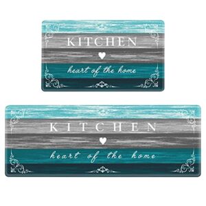 sofort kitchen mat farmhouse cushioned anti fatigue kitchen rugs 2 pieces non slip waterproof kitchen mats for floor, rustic wooden comfort standing mats for kitchen, office, sink, laundry