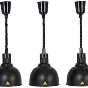 Buffet Hotel Restaurant Bavelet Light, 3 Pack, Black Food Heat Lamp Warmer Free Standing Commercial Vertical Thermal Thermal Threading Ajastable Chandelier