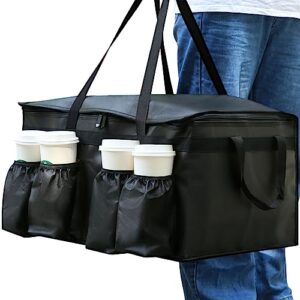 musbus insulated food delivery bag with cup holders/drink carriers premium xxl, great for beverages, grocery, pizza, commercial quality hot and cold