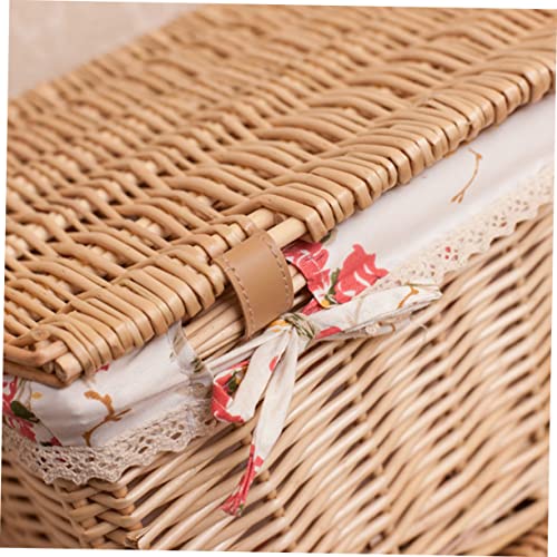 Cabilock Box Bedroom Cube Desktop Bin Bathroom and Clothes Cosmetic Rectangular Printed Rectangle with for Flower Liner Storage Rattan Woven Lid Container Organizer Clo Wicker