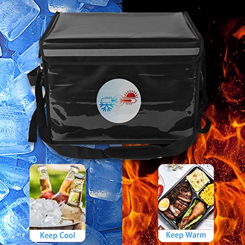 YINFEI Insulated Food Delivery Bag with Fixed Base and Internal Frame,Waterproof Foldable Food Delivery Bag for Catering,Restaurant,Delivery Driver（17" x 13" x 12"）