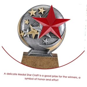 Toddmomy Pentagram Metal Trim Red Ornament Statue Decor Medal Making Star Sports Competition Medal Star Rustic Barn Star Medal Supplies Star Craft Medal Star Decoration Red Zinc Alloy