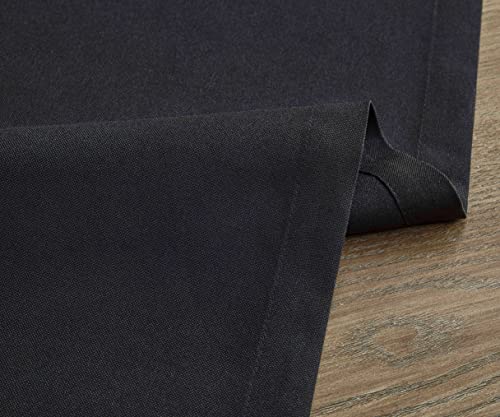 ZeeMart Basic Linen Style Table Runner, 14 x 72 Inch Black, Rustic Farmhouse Black Table Runners 72 Inches Long, Everyday Polyester Table Runner - Machine Washable & Easy Care