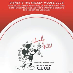 Corelle Vitrelle Micky-Mouse 12-PC Glass Dinnerware Set (Service for 4), 10.5" Dinner Plates, 8.5" Salad Plates, 16-Oz Soup Cereal Bowls-Disney Commemorative Series