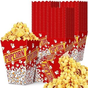 panelee 100 pcs popcorn boxes 23 oz movie night mini paper popcorn buckets cardboard popcorn bags snack popcorn container popcorn holders for party decorations movie theater carnival (classic style)