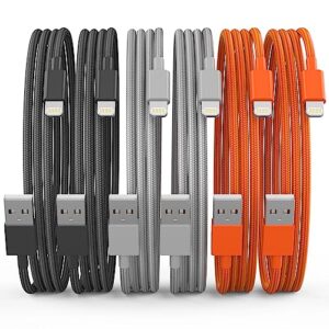 [apple mfi certified] iphone charger, 6pack(3/3/6/6/6/10 ft) lightning cable apple charging cable fast charging high speed usb cable compatible iphone 14/13/12/11 pro max/xs max/xr/xs/x/8-multicolor