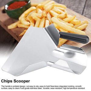 French Fries Bagger Scooper, Open Mouth Multifunctional Stable Handle French Fries Scooper Seamless Thicken Stainless Steel for Popcorn