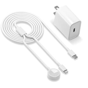 2 in 1 usb-c fast apple watch charger,6.6ft apple certified wireless iwatch charger magnetic charging cable with 20w usb c wall charger plug for apple watch series 8/7/se/6/5/4/3 & iphone 14/13/12/11