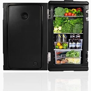 TABU 95QT End-Loading Insulated Food Pan Carrier, LLDPE Material Food Box Carrier with Double Buckles, Front Loading Portable Food Warmer with Handles (Black)
