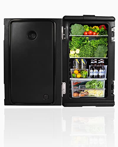 TABU 95QT End-Loading Insulated Food Pan Carrier, LLDPE Material Food Box Carrier with Double Buckles, Front Loading Portable Food Warmer with Handles (Black)