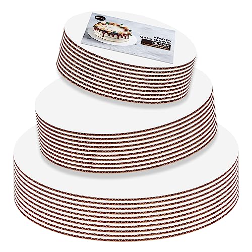 Kootek Cake Boards Round 30 Pack, Cake Decorating Kits Circle Cardboard Round Base 6, 8 and 10 inch, Cake Plate 10 of Each Size