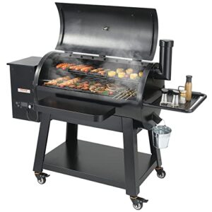 vevor smoker grill, portable wood pellet grill with cart, 8 in 1 bbq grill with pid temperature control & meat probe for outdoor cooking, barbecue camping, picnic, 840 sq, patio and backyard, black