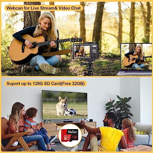 4K Compact Digital Camera for Photography and Video 4K 48MP Vlogging Camera for YouTube with 3” FHD Screen 18X Digital Zoom Point and Shoot Camera Mini Travel Camera with 32GB SD Card, 2 Batteries