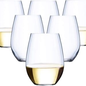 24 piece Stemless Unbreakable Crystal Clear Plastic Wine Glasses Set of 24 (10 Ounces)