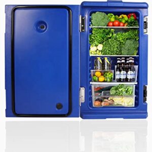 Muhub 127QT End-Loading Insulated Food Pan Carrier, LLDPE Material Food Box Carrier with Double Buckles, Front Loading Portable Food Warmer with Handles,Ideal for Canteen and Restaurant Use (Blue)…