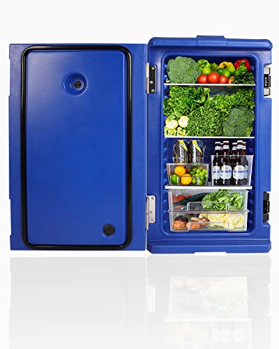 Muhub 127QT End-Loading Insulated Food Pan Carrier, LLDPE Material Food Box Carrier with Double Buckles, Front Loading Portable Food Warmer with Handles,Ideal for Canteen and Restaurant Use (Blue)…