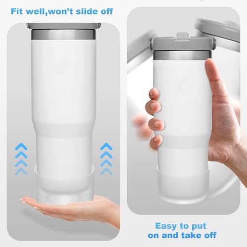 Silicone Bumper Boot 2pcs for Stanley Quencher H2.0 40oz 30oz&IceFlow Flip Tumblers 20oz 30oz,Protective Cup Bottom Sleeve Cover,Stanley Cup Accessories(Clear)