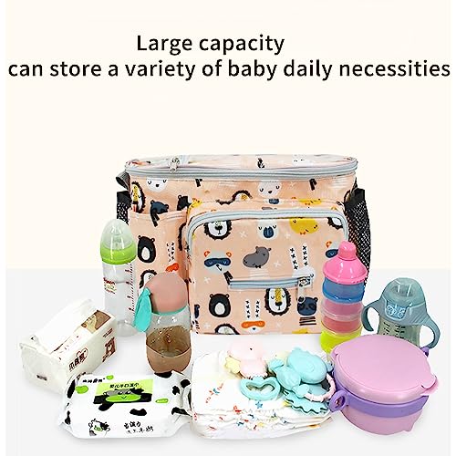 Adjustable baby stroller organizer bag with cup holders,Transparent visible phone Pocket and in front zipper pocket, Caddy Stroller bag, Stroller pouch Fits for Stroller,Baby Jogger,Pet Stroller (Owl)