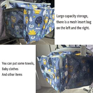 Adjustable baby stroller organizer bag with cup holders,Transparent visible phone Pocket and in front zipper pocket, Caddy Stroller bag, Stroller pouch Fits for Stroller,Baby Jogger,Pet Stroller (Owl)