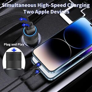 [Apple MFi Certified] iPhone Fast Car Charger, Rombica 4.8A Dual USB Smart Power Car Rapid Charger + 2 Pack Lightning to USB Braided Cable Quick Car Charge for iPhone 14 13 12 11 Pro/XS/XR/SE/X 8/iPad