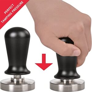 Calibrated Coffee Tamper, Spring Loaded Tamper Aluminum Alloy Ergonomic Handle for Home (53 Thread Bottom)