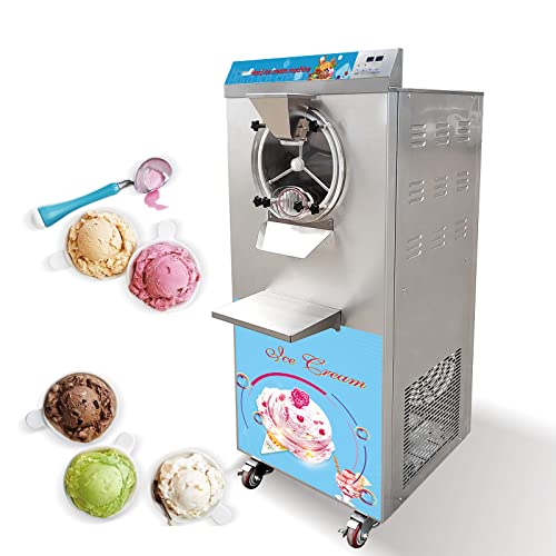 Mvckyi 10L/2.64 Gal Cylinder Italian Water Ice Machine Batch Freezer Gelato Maker Hard Ice Cream Machine for Commercial use Snack Food Equipment