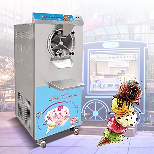 Mvckyi 10L/2.64 Gal Cylinder Italian Water Ice Machine Batch Freezer Gelato Maker Hard Ice Cream Machine for Commercial use Snack Food Equipment