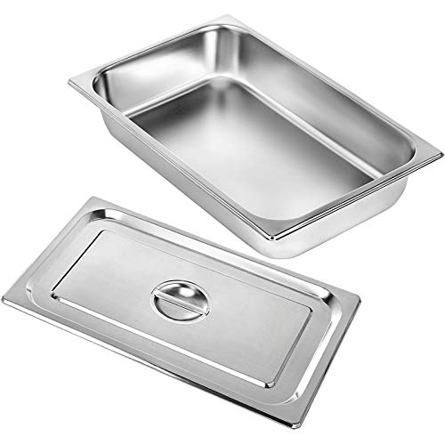 Jerlonfury 6 Pack 1/2 Size Stainless Steel Steam Table Pan with Lid, 4" Deep, 0.7mm Thickness Hotel Pan, Stainless Steel Food Pan, Steam Pan for Restaurant, Kitchen, Commercial Supplies