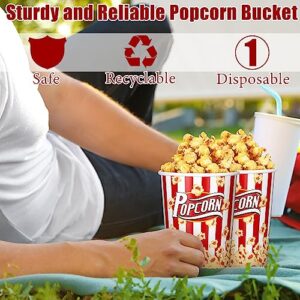 Tanlade 32 oz Disposable Popcorn Buckets 50 Pack Paper Popcorn Containers Popcorn Bowl Popcorn Tubs for Movie Night, Popcorn Cups for Concession Stand, Carnival Theme Party Decorations