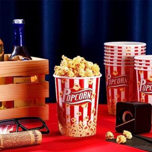 Tanlade 32 oz Disposable Popcorn Buckets 50 Pack Paper Popcorn Containers Popcorn Bowl Popcorn Tubs for Movie Night, Popcorn Cups for Concession Stand, Carnival Theme Party Decorations