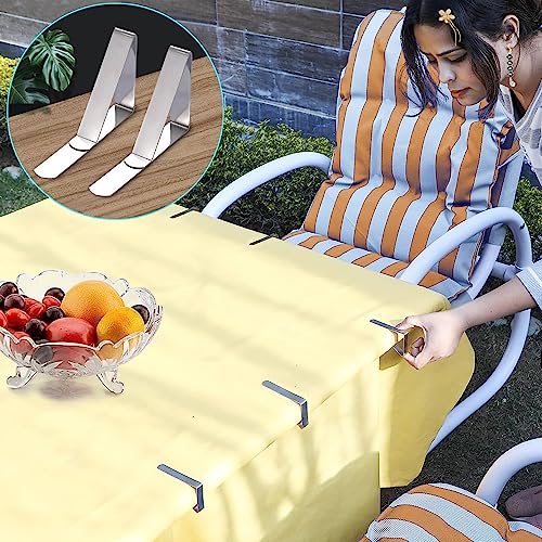 12 Pack Stainless Steel Tablecloth Clips,Heavy Duty Picnic Table Clips,Stainless Steel Table Cloth Hold Down,Clips Table Cloth Holder for Restaurant Picnics Marquees Part (Stainless Steel)