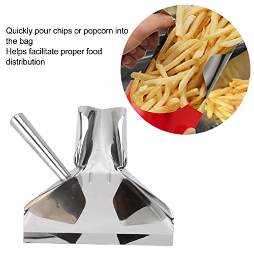 French Fry Scoop, Stainless Steel Fry Bagger Scoop with Right Handle Commercial French Fries Shovel Food Service Supplies for Home Kitchen Cinema Restaurant