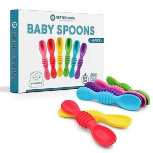 Best Silicone Baby Spoons Bright Color Baby Spoons for Infants Boys and Girls Dishwasher-Safe Silicone First Stage Feeding Spoons Silicone Training Spoon, 6 Soft Spoons Assorted Colors