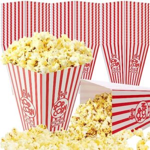 hengke 50 pieces paper popcorn bags,bags disposable paper popcorn, grease resistant popcorn for popcorn machine party christmas thanksgiving movie theme party carnivals popcorn maker