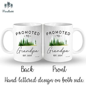 Vivulla68 Promoted To Grandparents Grandma And Grandpa 2024 Mugs, Pregnancy Announcement For Grandparents Mug Set, Grandma And Grandpa Announcement Gifts, Grandparents Baby Announcement Christmas Gift